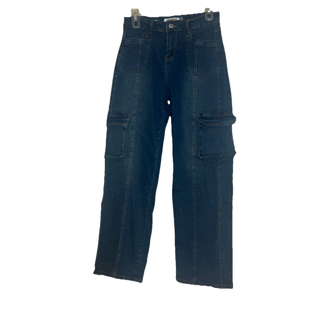 Celebrity Ace 90s Skater Jeans Women's 9/29 Blue Denim Cargo Wide Leg Grunge